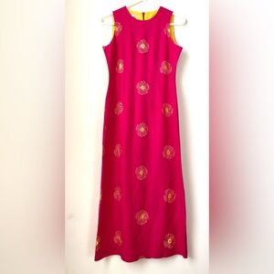 Sara Campbell Pink & Yellow Floral Embroidered Dress Size 4 Excellent Condition